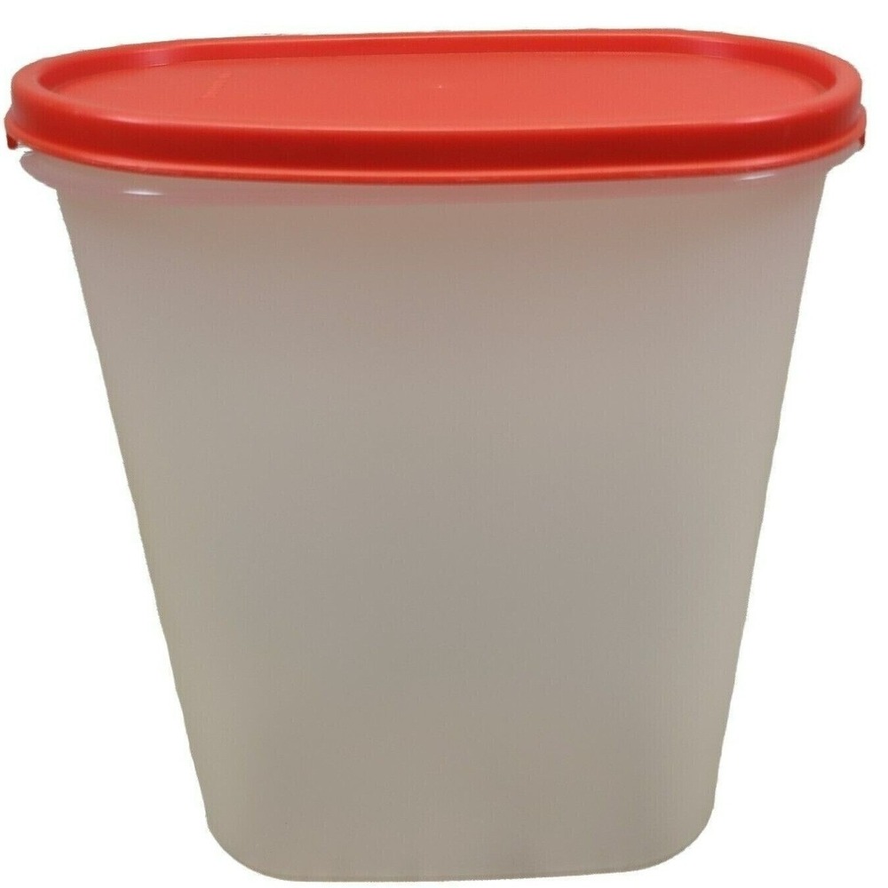 Tupperware Modular Mates Oval 4 Container Red Lid 9.75 Cup 2.3L Storage Vtg